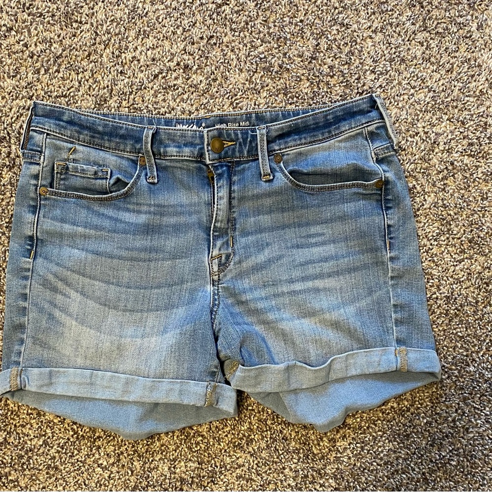 Target high rise midi jean shorts